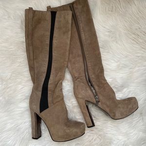 Guess Taupe Gray Heeled Boots